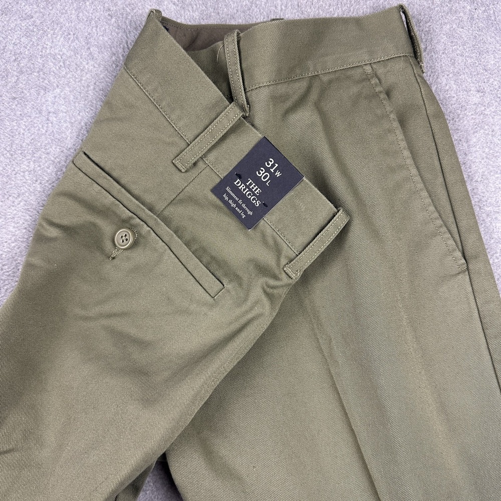 J Crew The Driggs Pants Men 31x30 (32x27) Green Slim Tapered Chino Casual Cotto